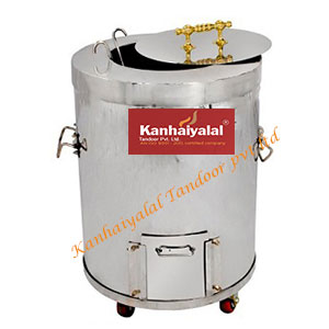 Stainless Steel Round Tandoor with Wheel