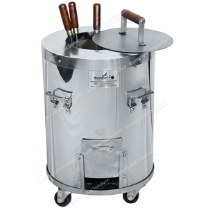 Stainless Steel Round Tandoor with Wheel